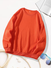 Women's Solid Loose Crew Neck Sweatshirt