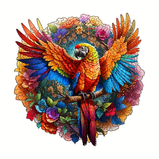 Parrot Wooden Jigsaw Puzzle Irregular Animal Shape Toy