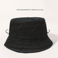 Denim Washed Bucket Hat Lightweight Solid Basin Hat Casual Sunshade