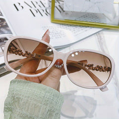 Oval Rhinestone Gradient Sunglasses UV400