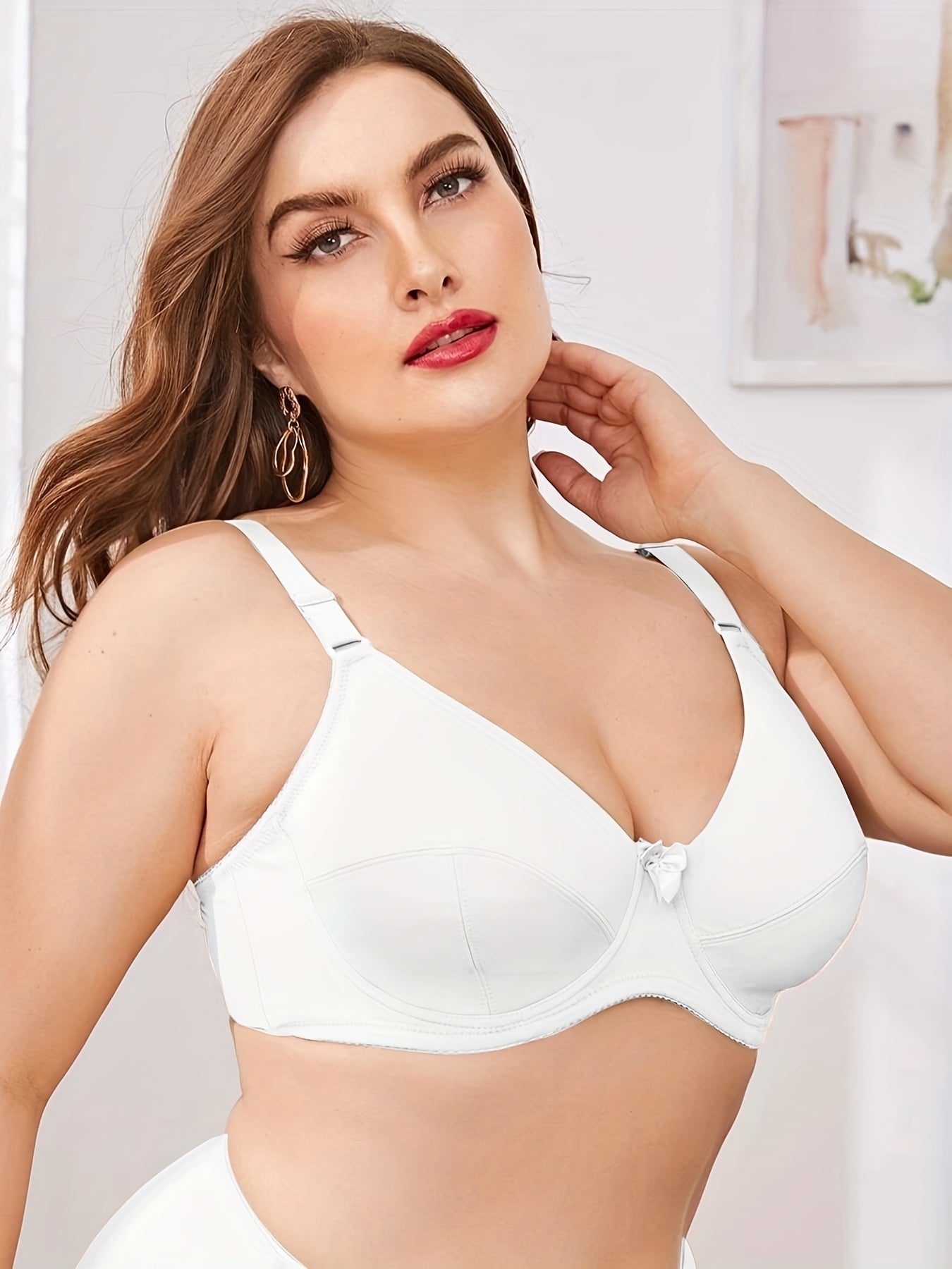 Bow Front Solid Bra Women's Full Coverage Bralette