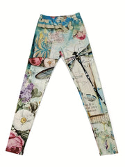 High Waist Stretchy Leggings Allover Print Skinny Leggings