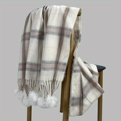 Plaid Scarf Faux Cashmere Shawl Casual Head Wrap Gift For Mother