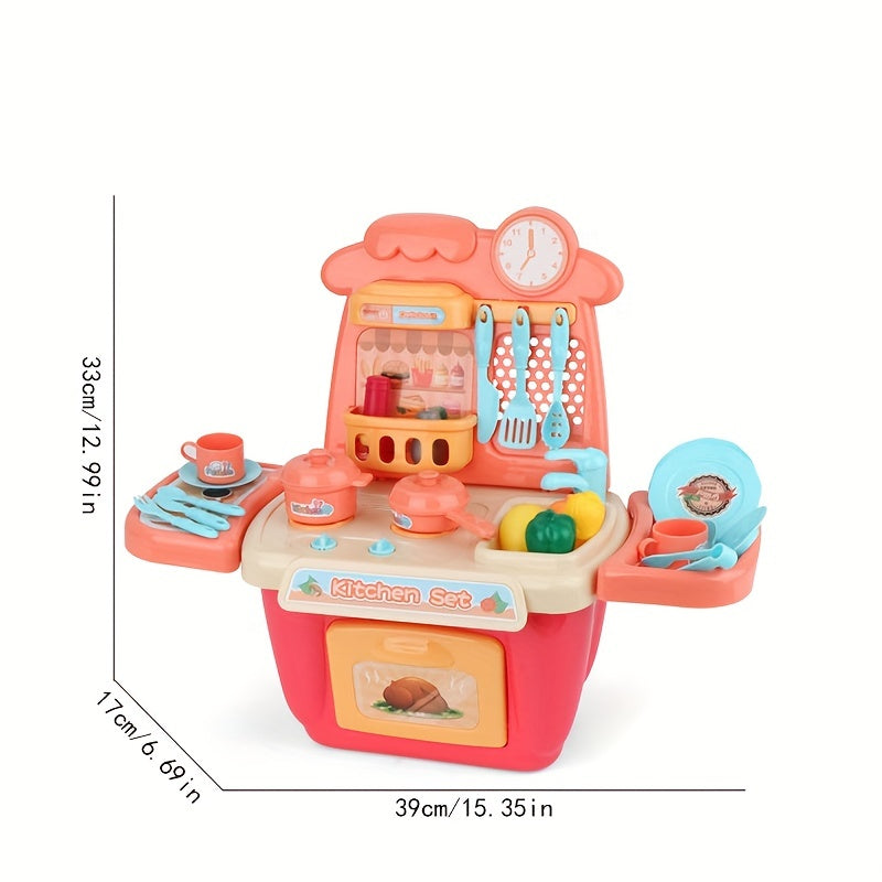 22Pcs Kids Kitchen Playset w/ Lights & Sounds - Realistic Pretend Play Food