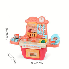 22Pcs Kids Kitchen Playset w/ Lights & Sounds - Realistic Pretend Play Food