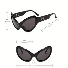 Y2K Wrap Around Sunglasses Tinted Lens Oval Frame UV400