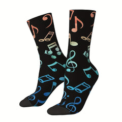 Music Notes Vintage Socks Street Novelty Crew Socks Hip Hop Socks