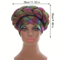 Wine Red Gradient Turban Cap with Bling Braid Vintage Headwear