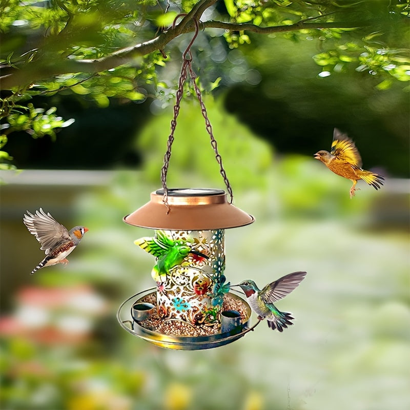 Solar Bird Feeder Outdoor Metal Waterproof Wild Bird Feeders Cardinals Lantern