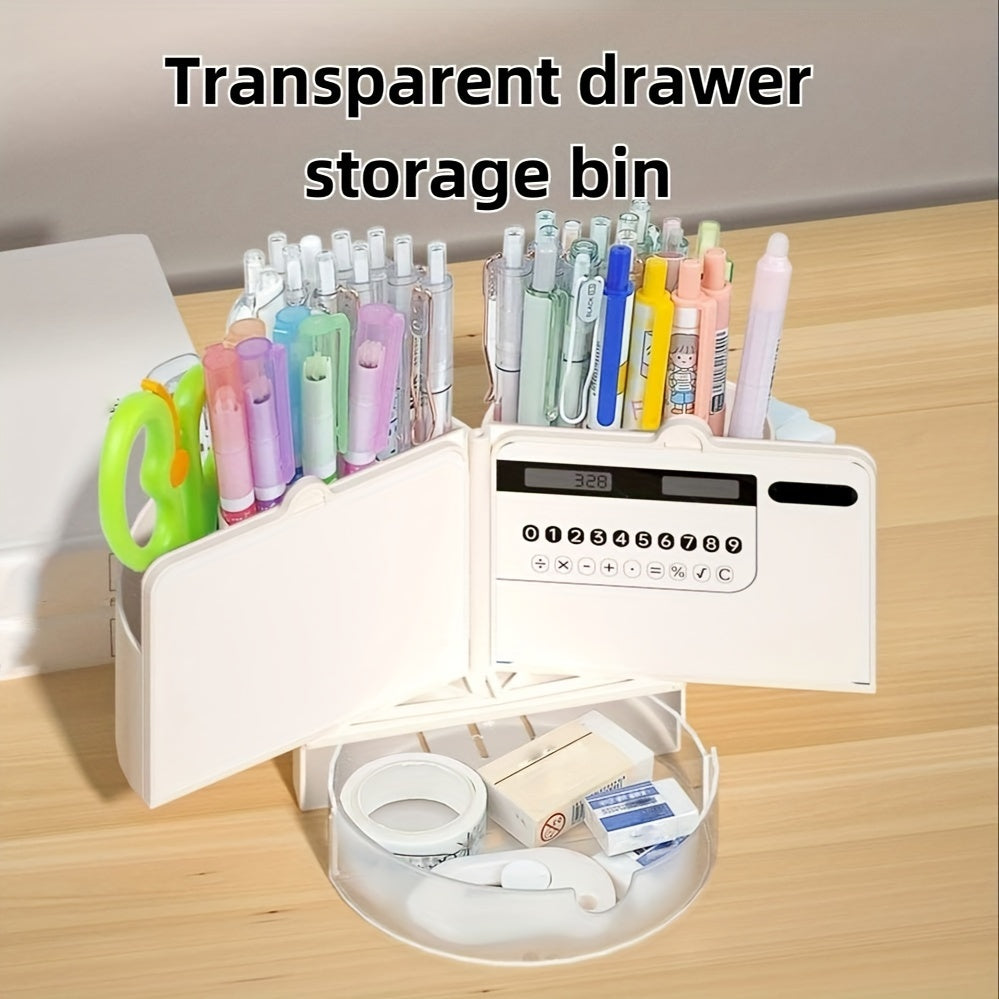Double Pen Holder Storage Box with Light Energy Calculator