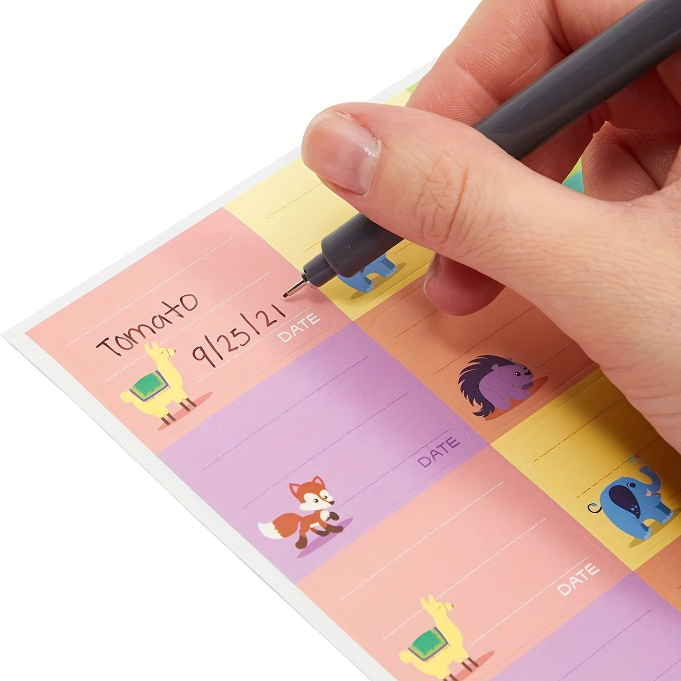 Waterproof Animal Name Stickers for Water Cup, Handwritten Design