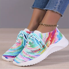 Women's Breathable Knit Sneakers Lightweight Lace Up Shoes