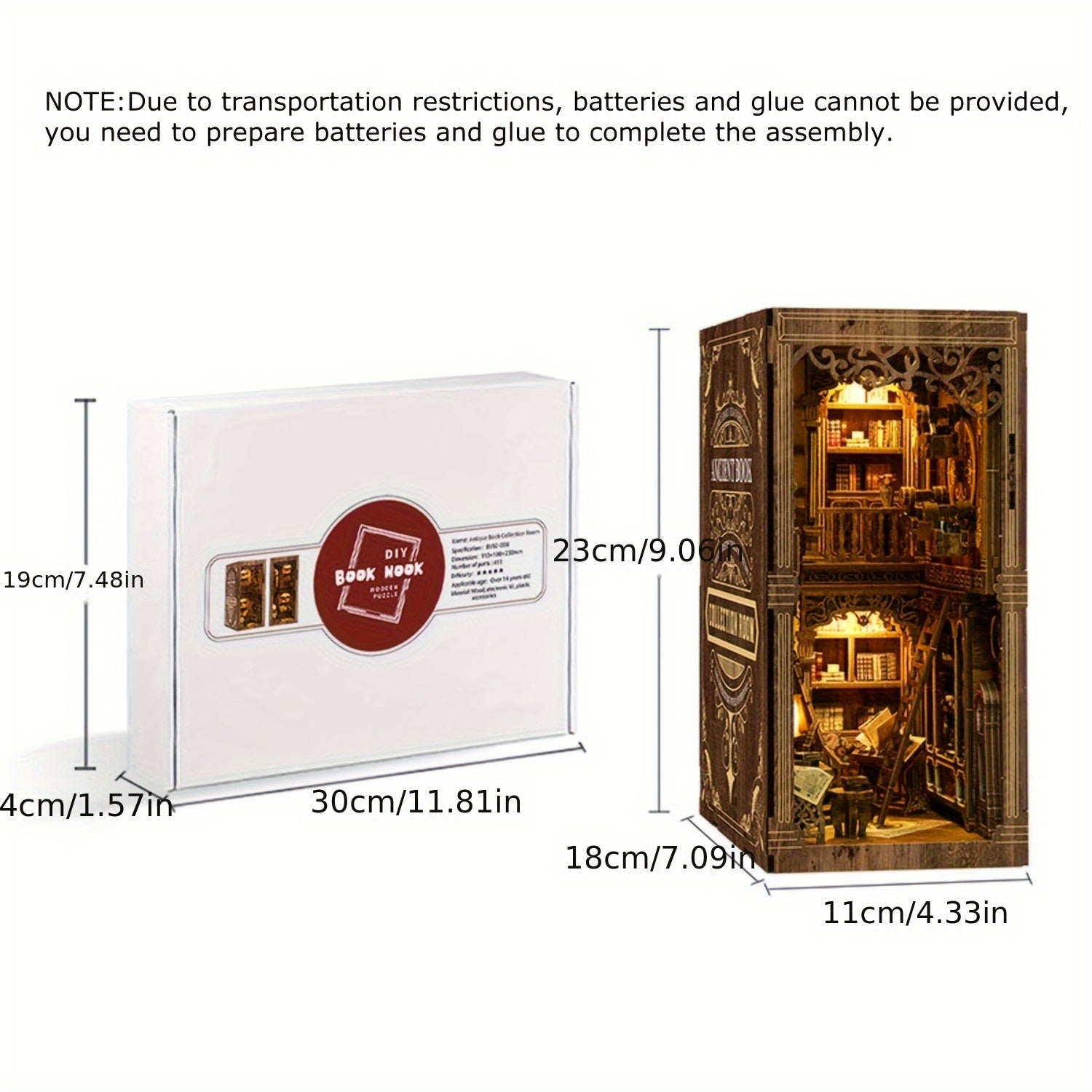 3D Puzzle Bookshelf Dark Brown Wooden Jigsaw Model Decorative Bookend