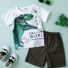 Boys Dinosaur Graphic Print T-shirt & Shorts Set Clothing