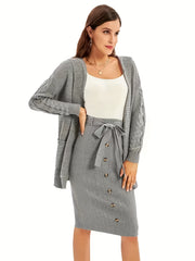 Button Decor Knit Skirt for Women