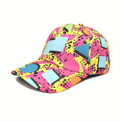 Vintage Geometric Graffiti Print Baseball Cap 80s Unisex Hip Hop Dad Hat