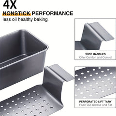 Meat Loaf Pan With Insert 24 99cmx14 2pcs Healthy Coating Meatloaf Pan