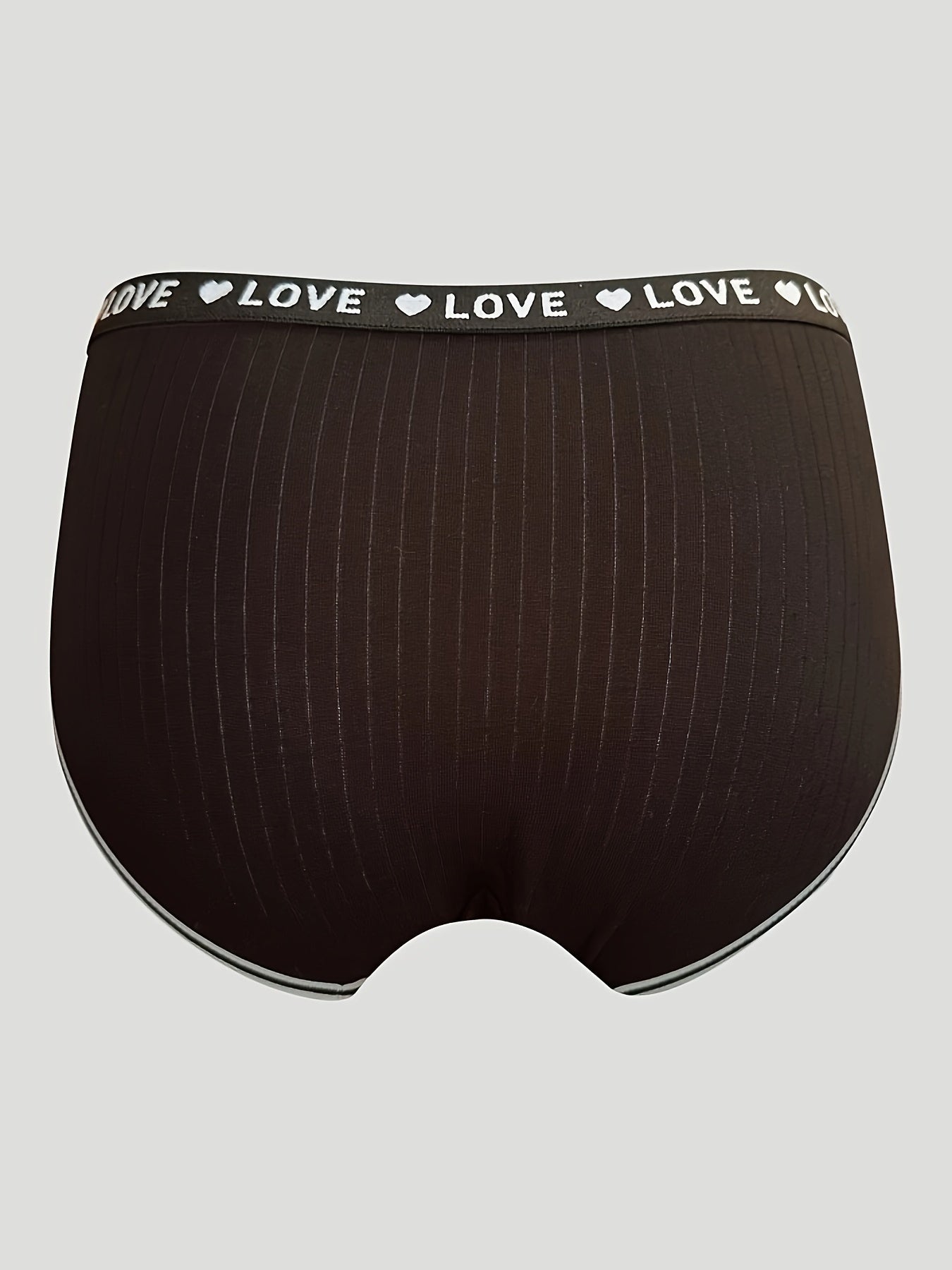 5 Pack Plus Size Panties Set Women's Plus Low Waist Ribbed Letter Tape