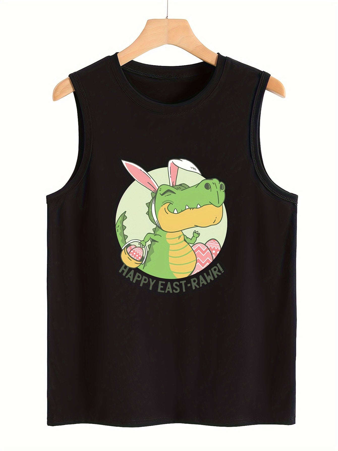 Cartoon Crocodile Pattern Stretchy Sports Vest Sleeveless Casual Top