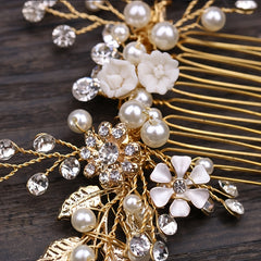 Golden Leaf Hair Comb Wedding Hair Jewelry Bridal Accessories