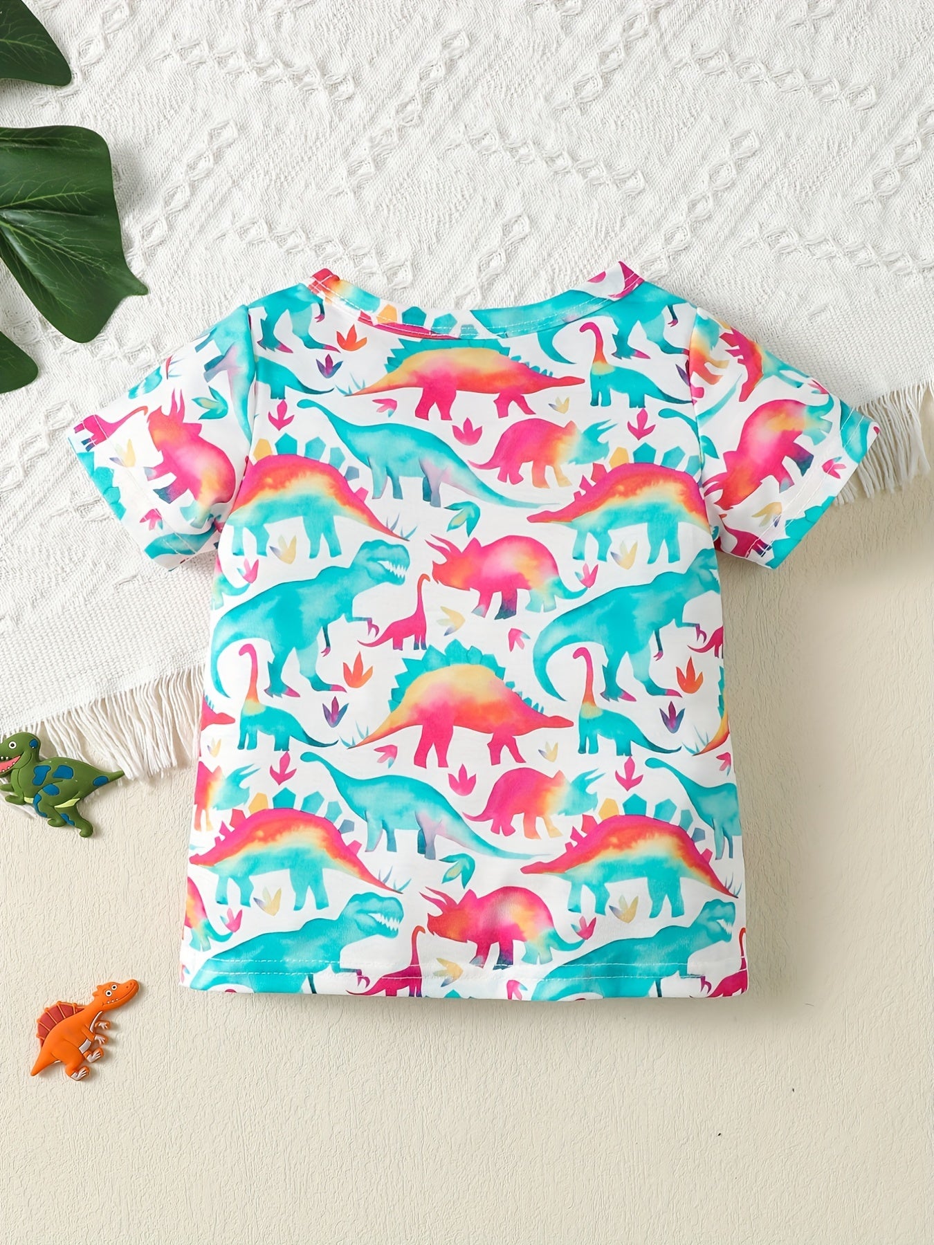 Dinosaur Graphic Print Round Neck T shirt for Baby Boys & Girls