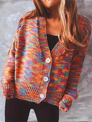 Rainbow Button Cardigan Long Sleeve