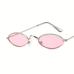 Metal Oval Frame Sunglasses Photochromatic Tinted Lens Glasses