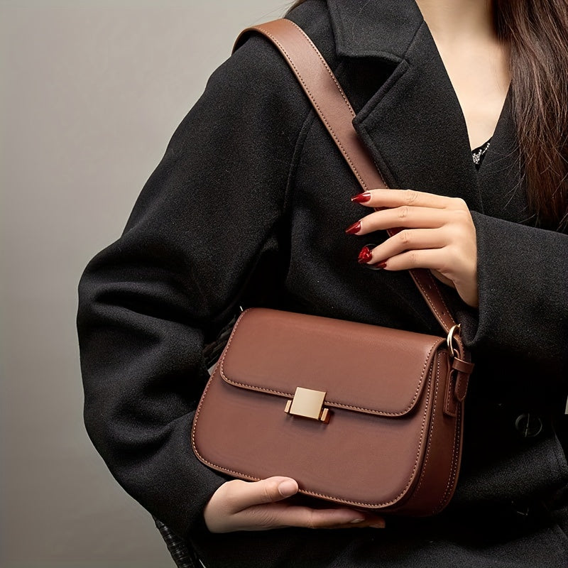 Leather Textured Crossbody Bag Purse Versatile Baguette Bag