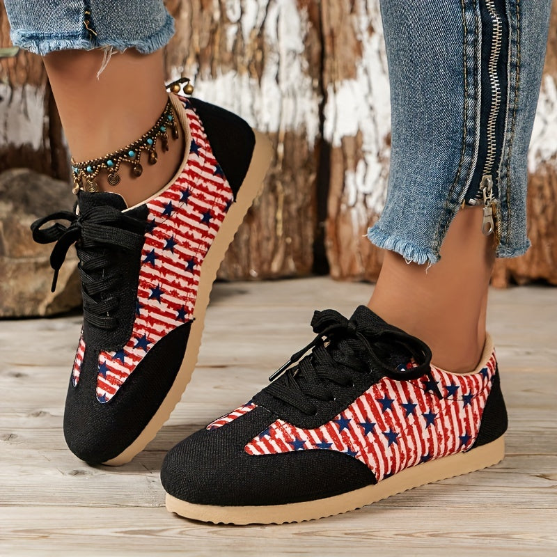 Women's Star & Striped Sneakers Casual Lace Up Shoes Lightweight