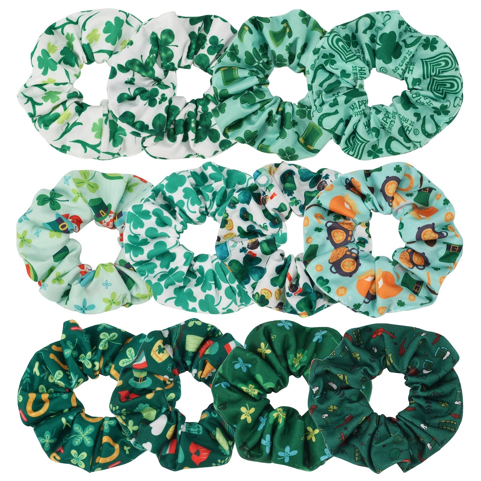St. Patrick's Shamrock Hair Scrunchies Set