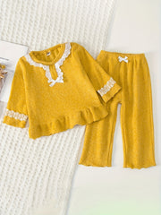 Toddler Fleece Pajamas 2pcs Top & Pants Set Flannel PJ Set Girl's Louangewear
