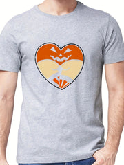Men's Pumpkin Heart Graphic T shirt Casual Tee for Summer