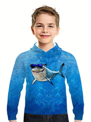 Kids Shark Graphic 3D Print Hoodie Street Wear