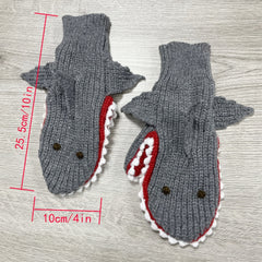 3D Shark Gloves Autumn Winter Dress Warm Mittens Knitted Christmas Halloween