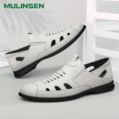 Men's Leather Sandals Breathable Anti-slip Outdoor Walking Sandals