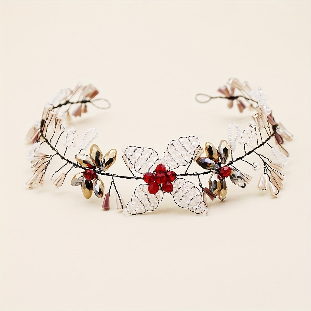 Crystal Bead Decor Hair Band Braided Headband Bridal Wedding Hair Accessory