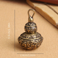 Retro Style Brass Gourd Keychain Pendant Lucky Fengshui Gourd Keyring Gift