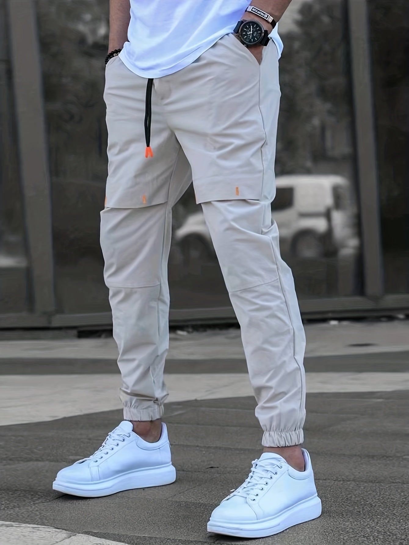 Men's Slim Fit Tapered Joggers with Drawstring Waist