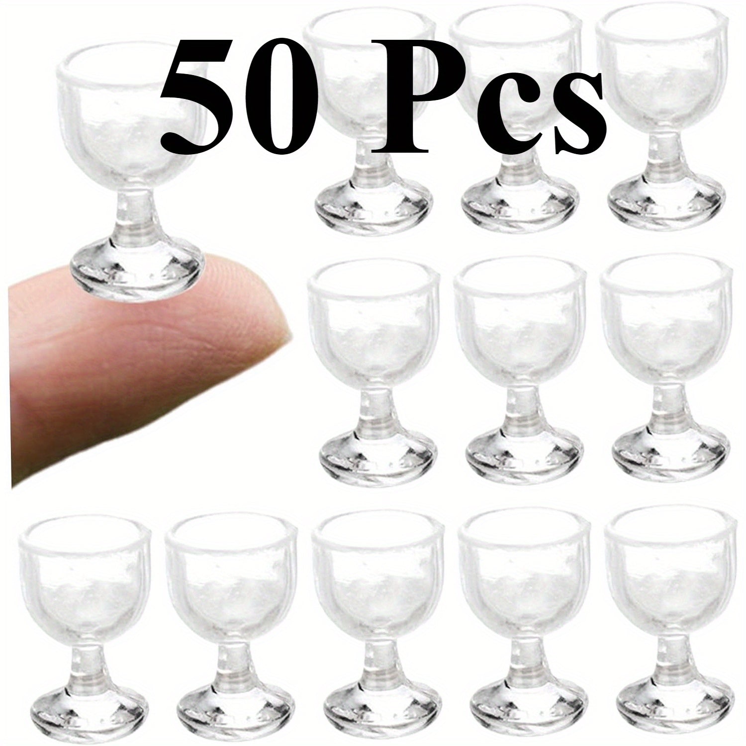 50pcs Mini Tall Cups 21x14mm Red Wine Glass Model Crafts Dollhouse Party Favors