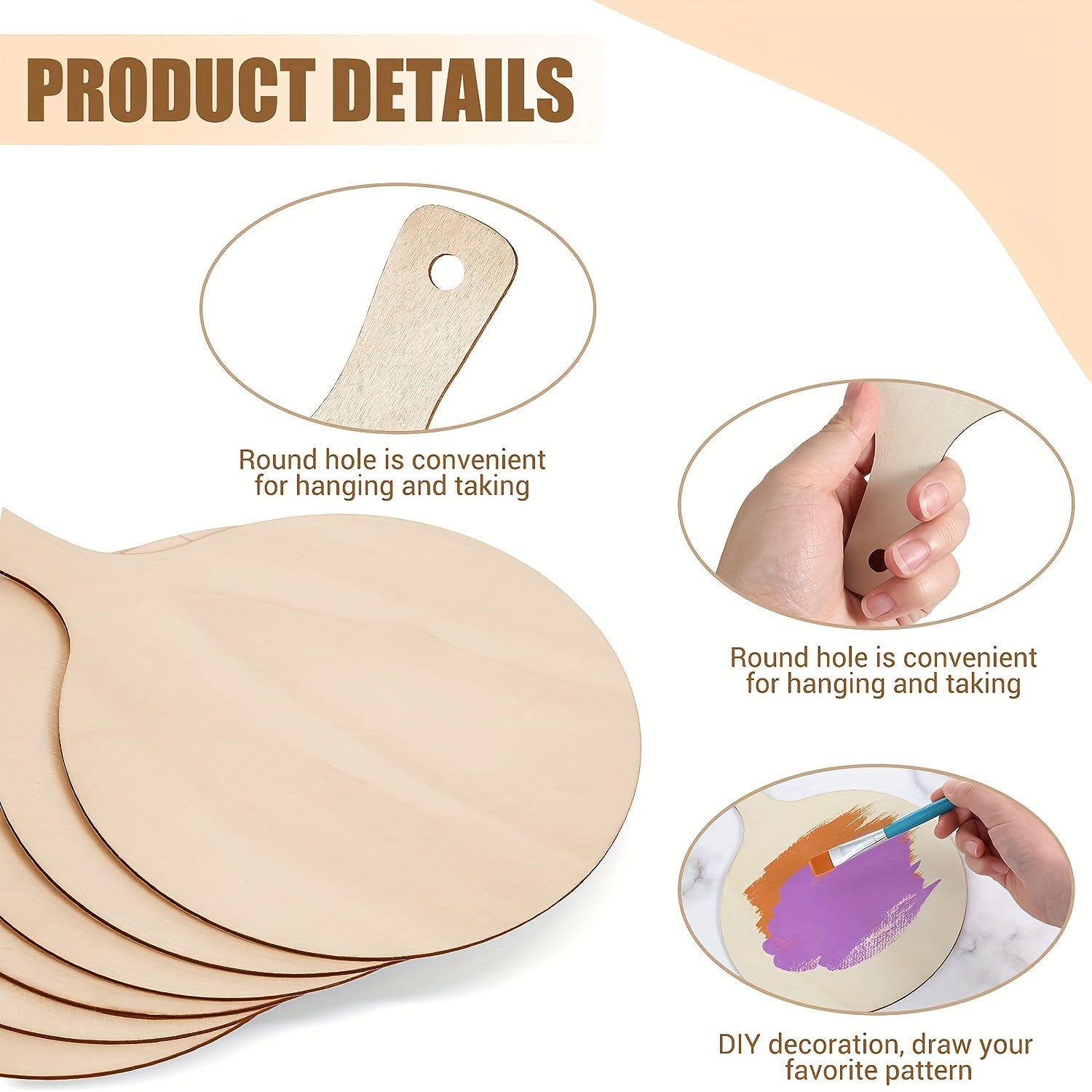 6pcs Mini Wooden Cutting Board Round Charcuterie Boards