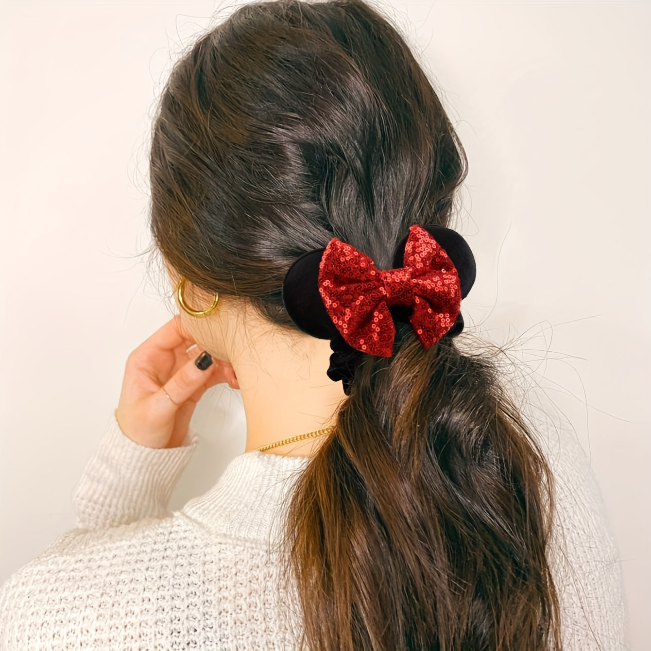 Sequin Mouse Ears Scrunchies Hair Tie Glitter Hair Accessories