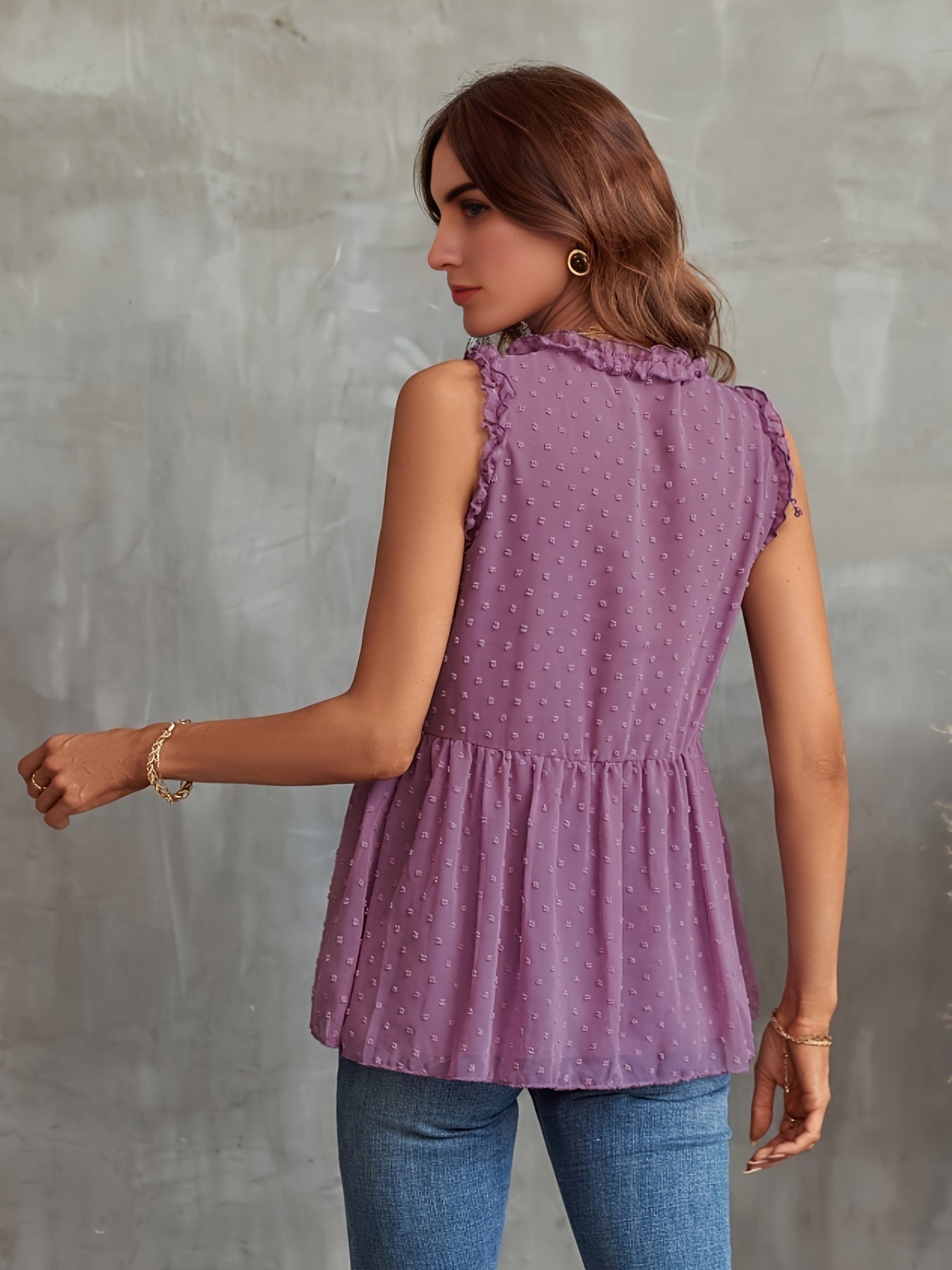 Chiffon V Neck Tank Top Casual Summer Sleeveless Loose Fit