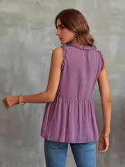 Chiffon V Neck Tank Top Casual Summer Sleeveless Loose Fit