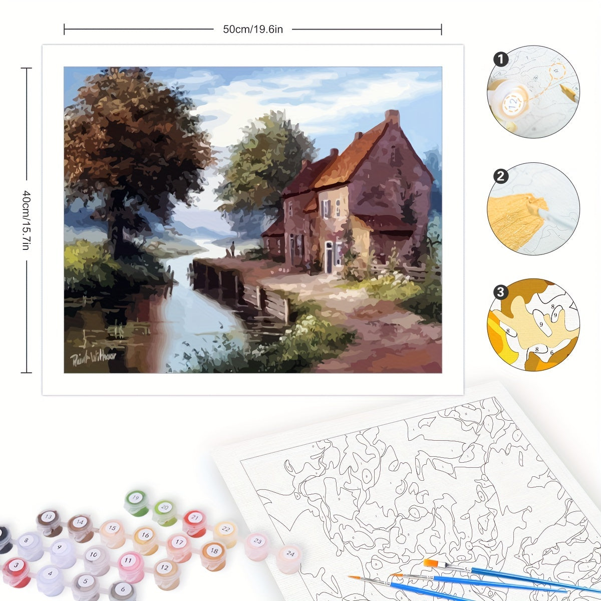 Painting By Numbers Kits House Landscape Coloring 40x50cm