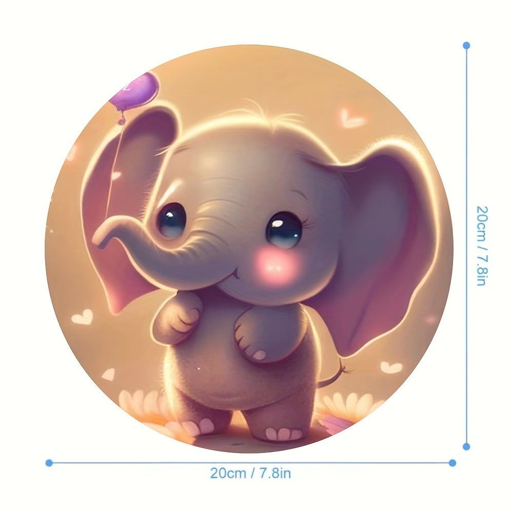 Cartoon Elephant Mouse Pad Round Mousepad for Home & Office Desk