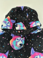 Dog & Star Print Flannel Hooded Wearable Blanket