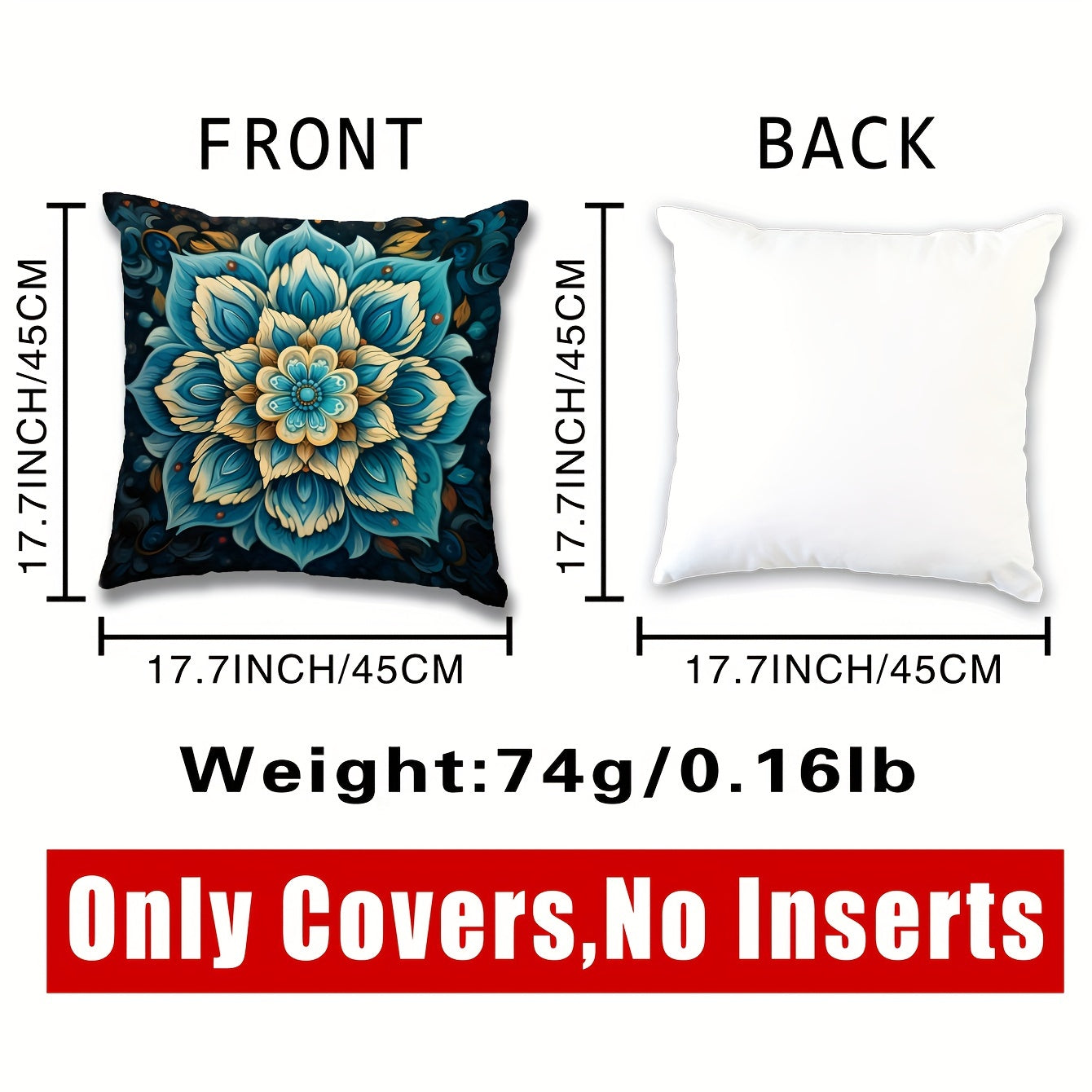 1pc Printed Throw Pillow Covers for Home Decor