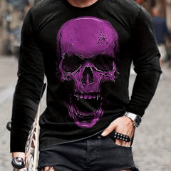 Men's Skull Pattern Sports T-shirt Stretch Tee Shirt For Summer