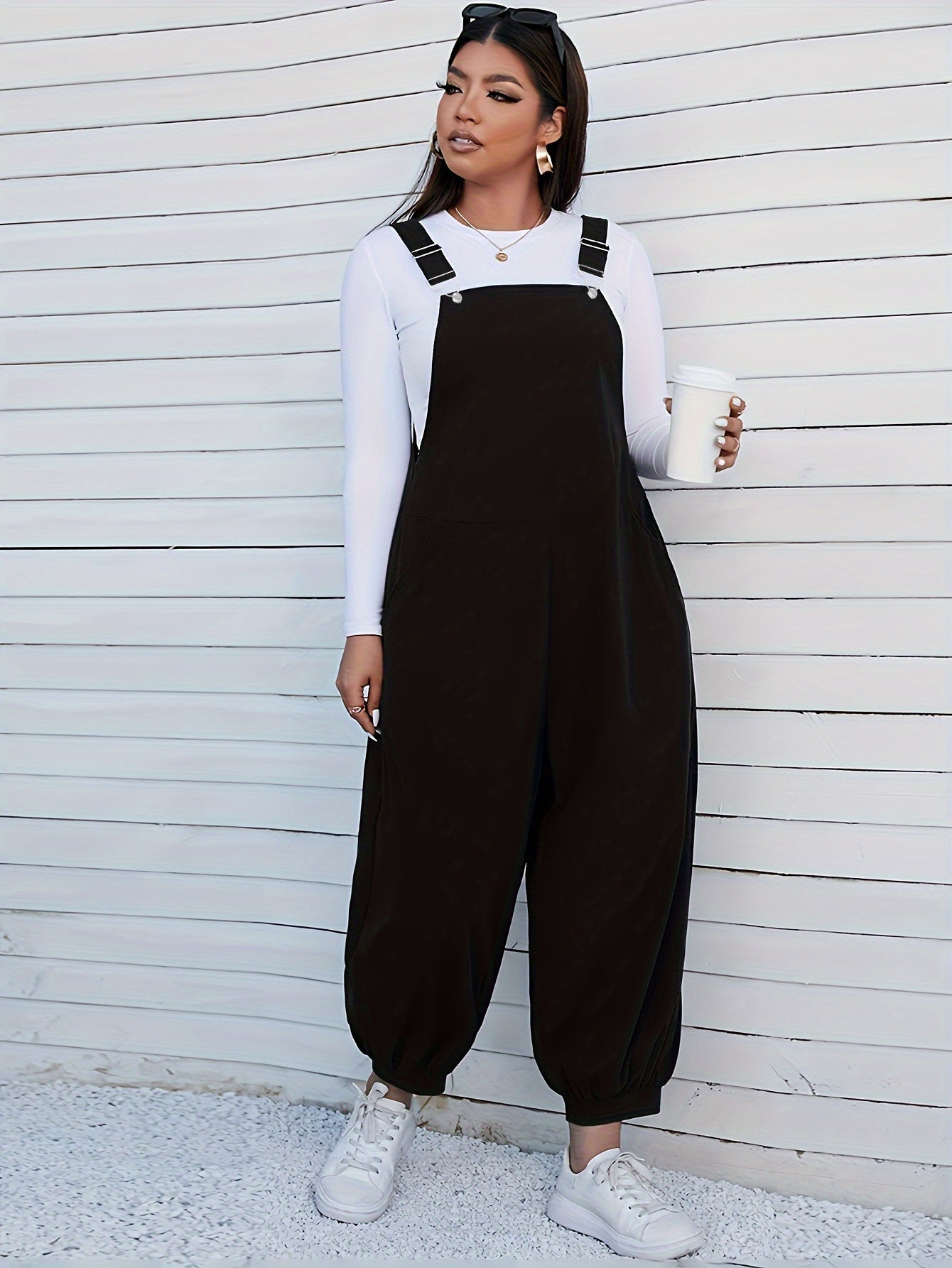 Corduroy Buckle Tapered Leg Jumpsuit