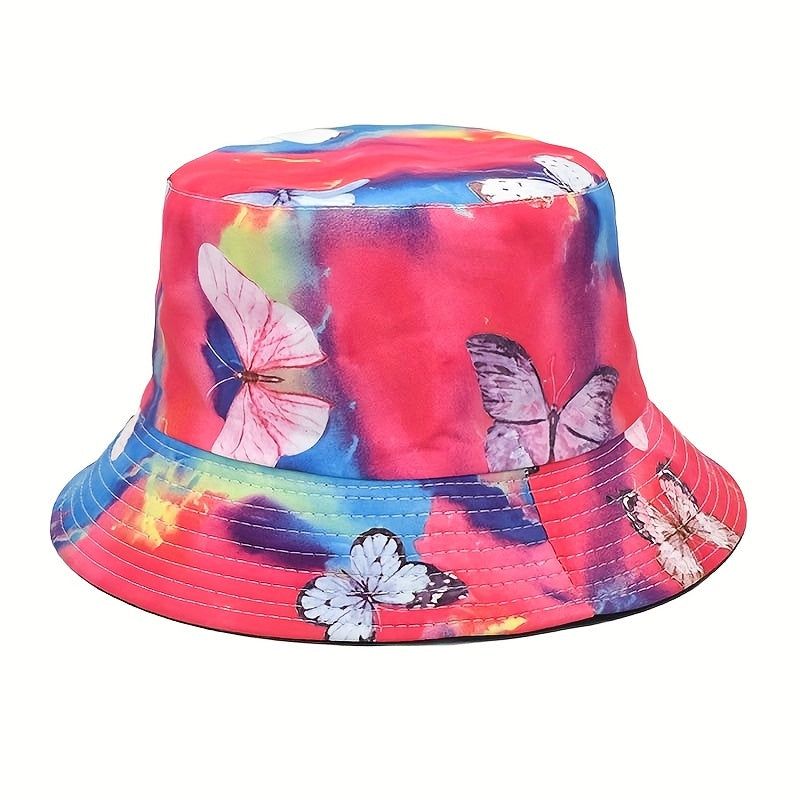Butterfly Reversible Bucket Hat Tie Dye Sunscreen Fishe
